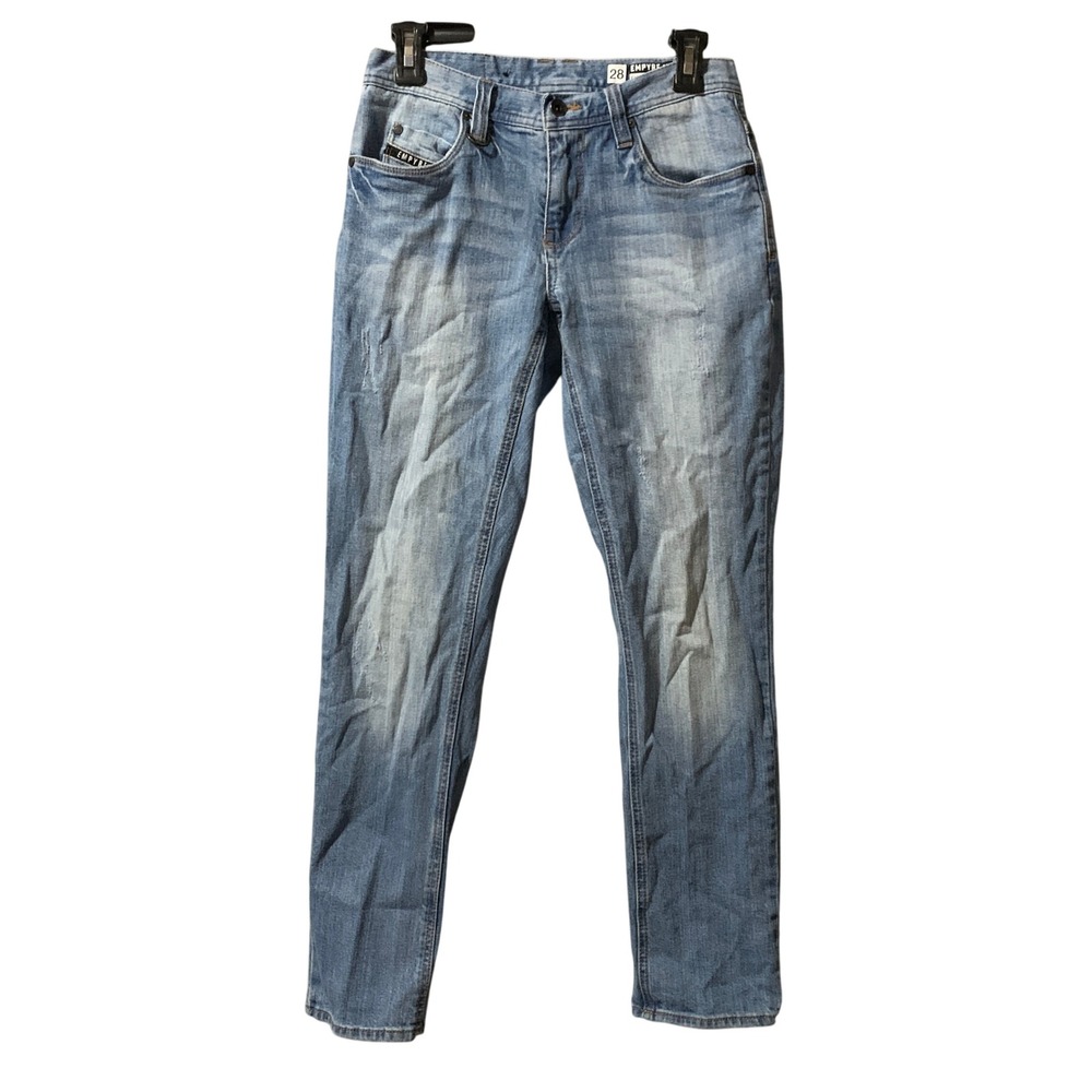EMPYRE Skeletor Skinny Jeans Distressed Size 28x30 Acid Blue Whiskered Academia